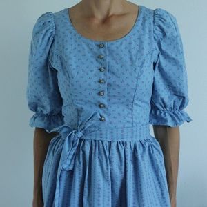 VINTAGE Floral Puff Sleeve Midi Dress
